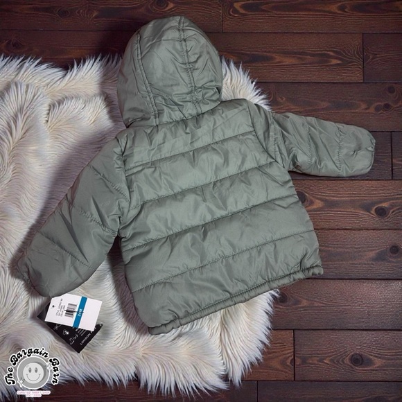 London Fog Toddler Hooded Puffer Jacket Dark Green Pink Lined NWT (24M) - Picture 5 of 6